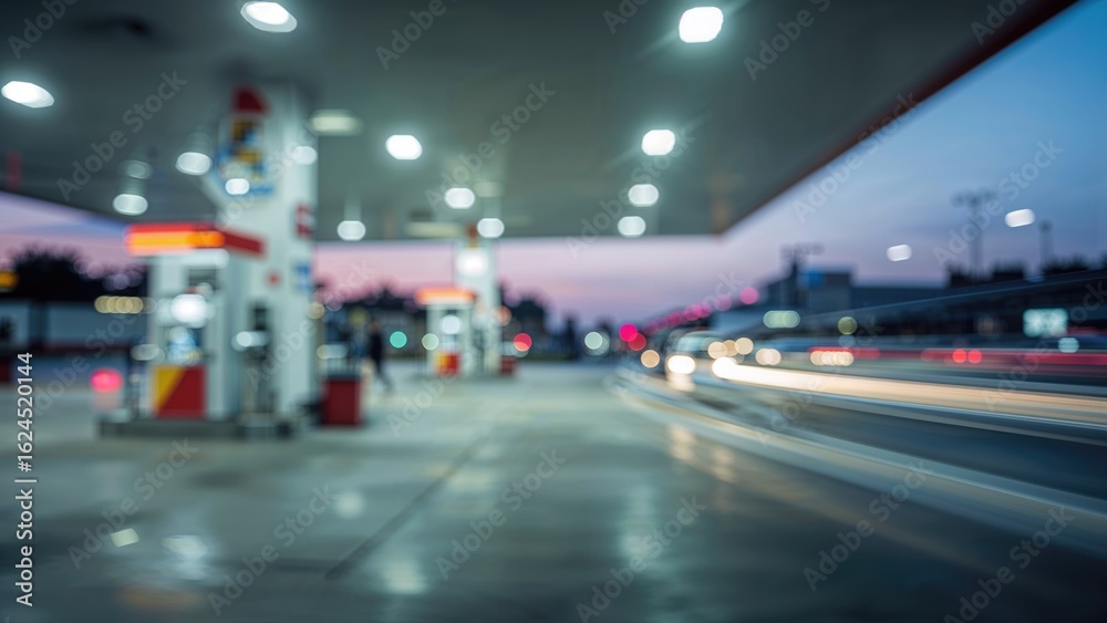 Conceptual abstract background featuring out-of-focus fuel station elements Conceptual abstract background featuring out-of-focus fuel station elements