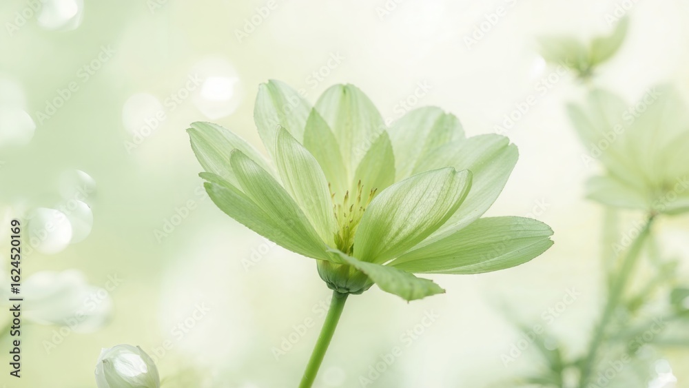 Obraz premium Softly blurred green flower within a recently cultivated garden
