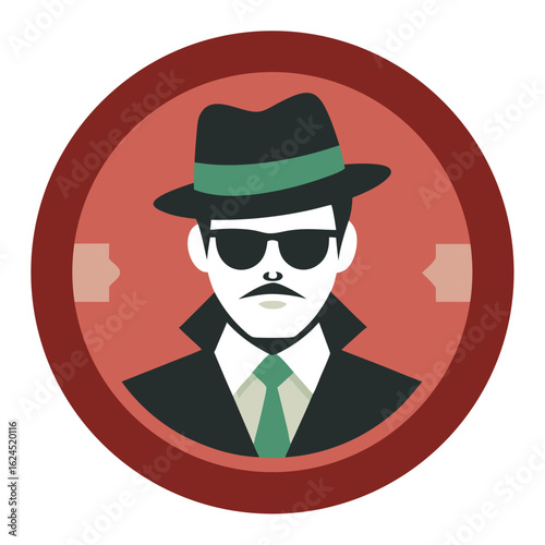Stylized Gangster with Vintage Money Theme in Circular Vector Streaming Design