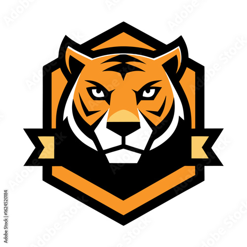 Geometric Tiger Logo with Sans-Serif Label on Dark Background for Premium Branding
