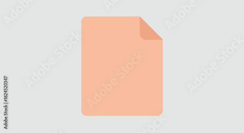 Solitary, peach blank page with bent corner for mock-up use. Isolated
