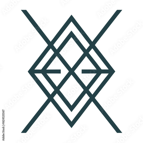 Minimalist Line-Based Symbol with Intersecting Geometry for Modern Vector Branding