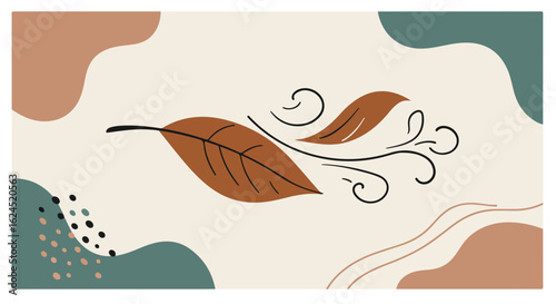 Abstract leaf wind art. Graphic display of seasonal changes on stylized backdrop