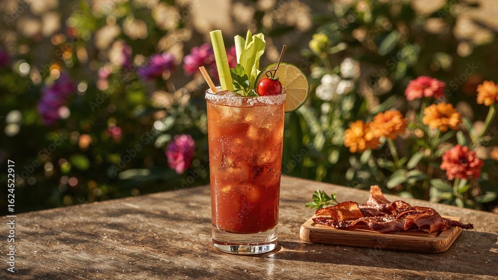 Summer outdoor dining with a Bloody Mary Summer outdoor dining with a Bloody Mary