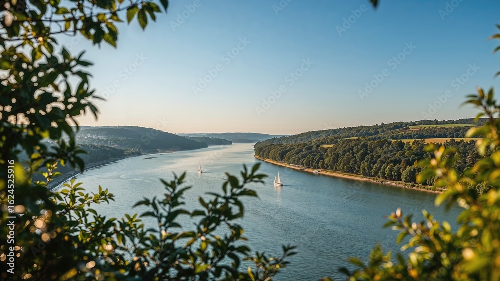Fototapeta premium River meander illuminated by daylight in a natural area