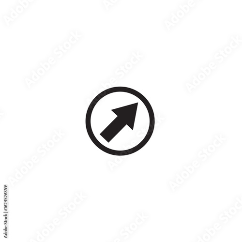 Free Download Vector art of black arrow pointing up and right inside a circle isolated on white background - GFXLoad