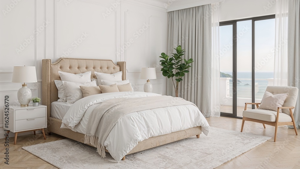 Fototapeta premium Tastefully designed sleeping spaces promoting tranquility and deep rest