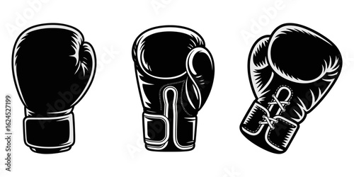 boxing gloves logo vector icon illustration, Set of Boxing gloves vector illustration. Hanging boxing gloves, Dynamic grunge vector illustration featuring hanging Muay Thai boxing gloves, boxing glove