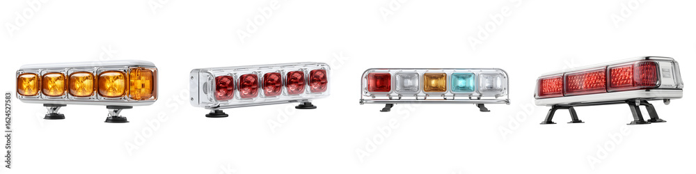 Emergency Vehicle Light Bars on White Background - Composite Emergency Vehicle Light Bars on White Background - Composite