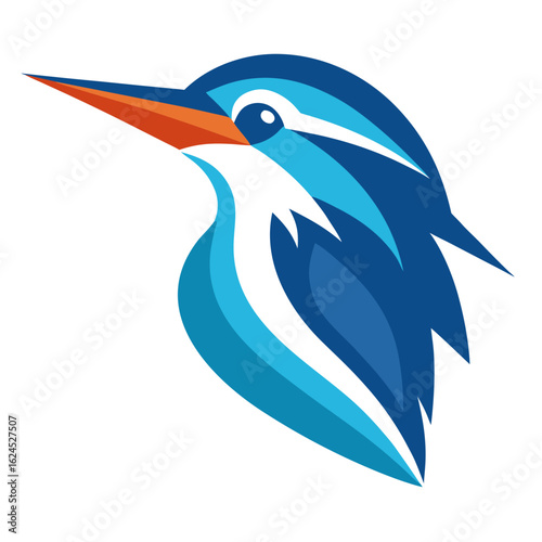 Sleek Kingfisher Mascot with Angular Lines, Modern Gradients, and Streamlined Vector Style