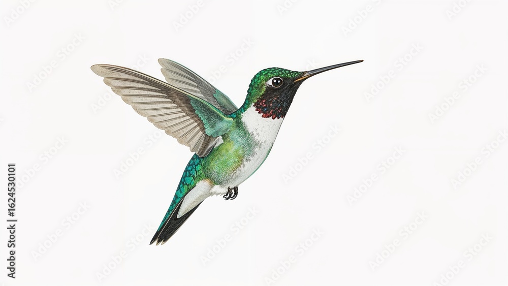 Fototapeta premium Charming airborne hummingbird. Visual element.