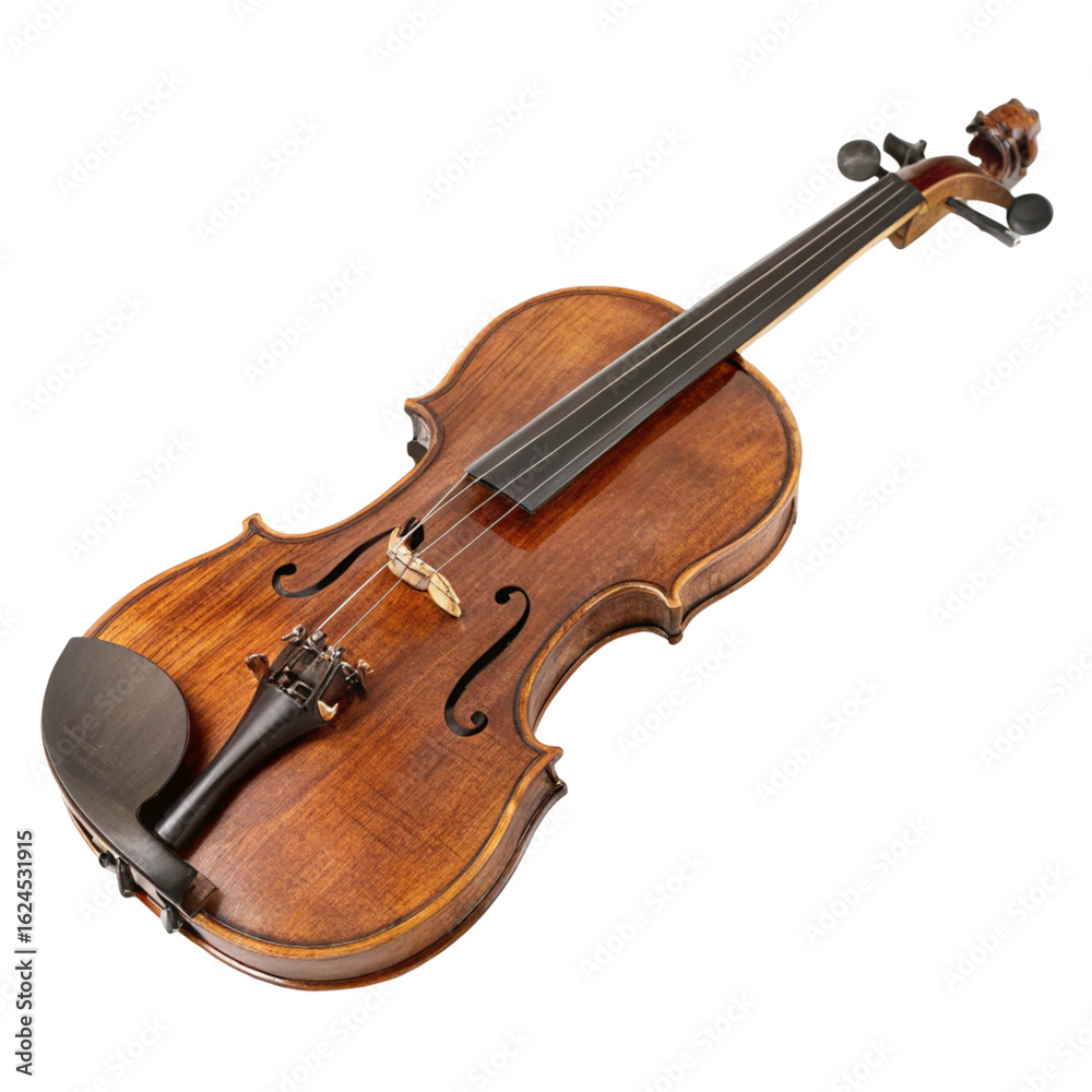 Fototapeta premium Classical Wooden Violin isolated on transparent background 