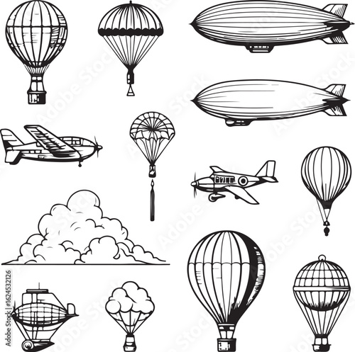 Hot air balloons dirigibles and airplanes blimp aircraft