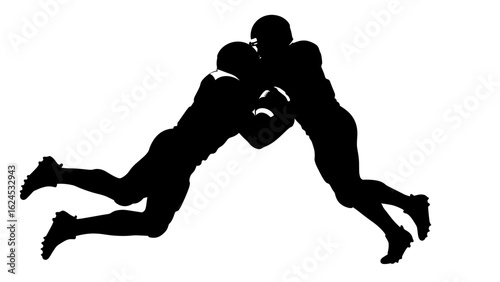 American Football Players Tackling Silhouette