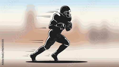 Dynamic Silhouette of American Football Player in Action with Motion Blur