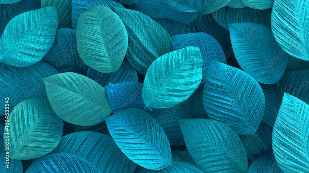 Teal and Blue Leaf Texture Background Teal and Blue Leaf Texture Background
