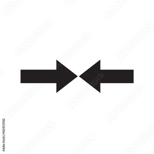 Vector art of opposite arrows pointing to each other isolated on white background