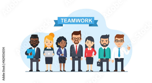 Diverse Business Team Illustration: Perfect for presentations, websites, and marketing materials.