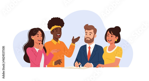 Diverse business team collaborating on a project, ideal for websites and presentations.