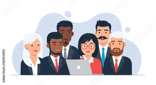 Diverse Business Team Collaboration: Illustration for Website or Brochure