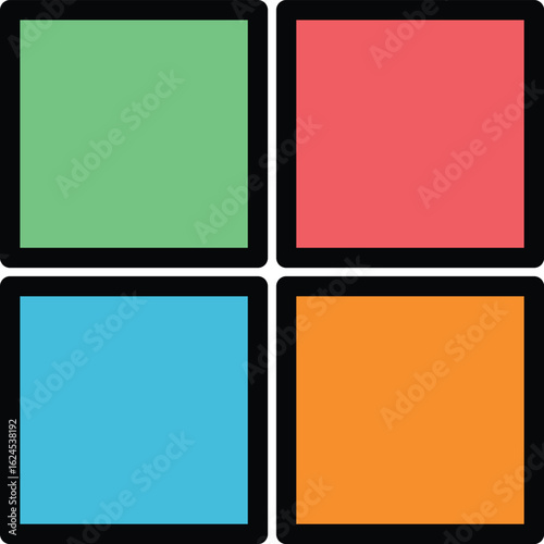 A four-part square icon with various colors