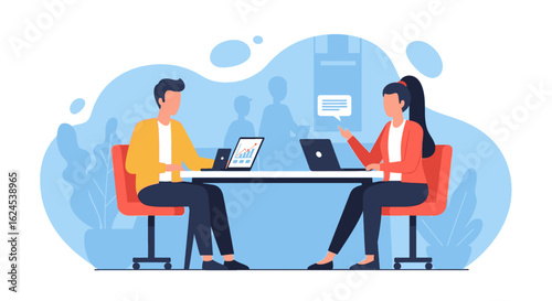 Business colleagues collaborating on project, ideal for website banners or presentations.