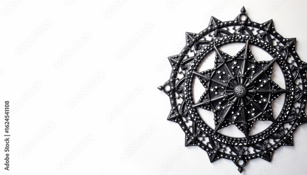 Naklejka premium Complex black sacred geometry shapes, stark white background , modern, white