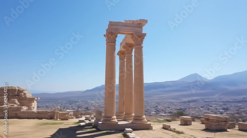 Temple of Bel Palmyra, Syria. Famous landmarks and a city view background