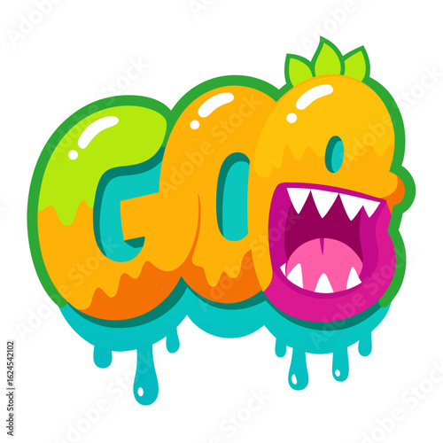 Bubble-Letter Monster Team Name with Goo, Fangs, and Scales