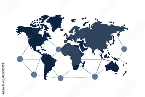 Global network connections on world map