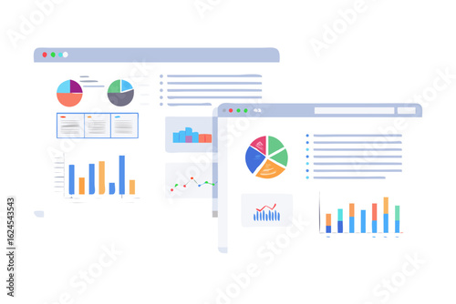 Digital dashboard with various charts and graphs