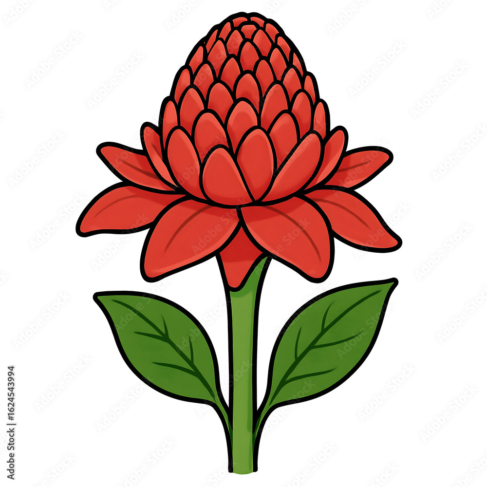 Fototapeta premium Red Torch Ginger Flower