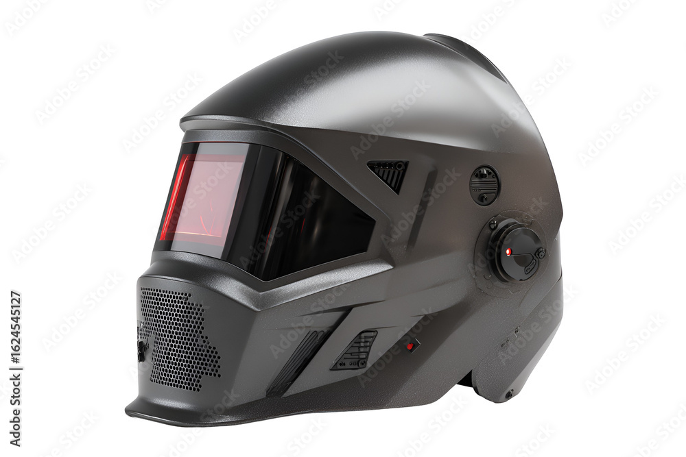 Fototapeta premium Futuristic Black Welding Helmet Safety Gear Technology