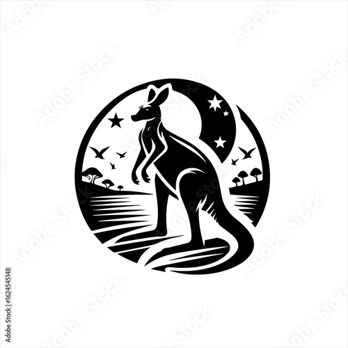 Kangaroo illustration in the outback