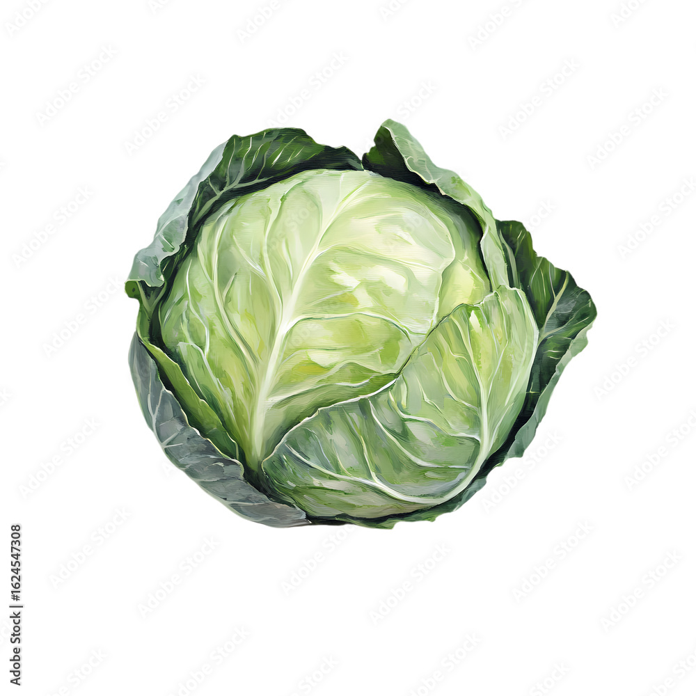 Obraz premium Fresh green cabbage on a transparent background