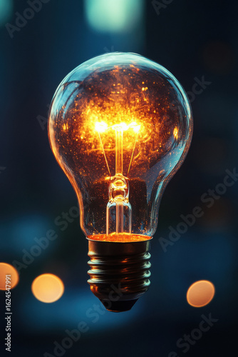 Glowing light bulb in the bight
