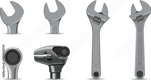 Set of wrenches tools illustration