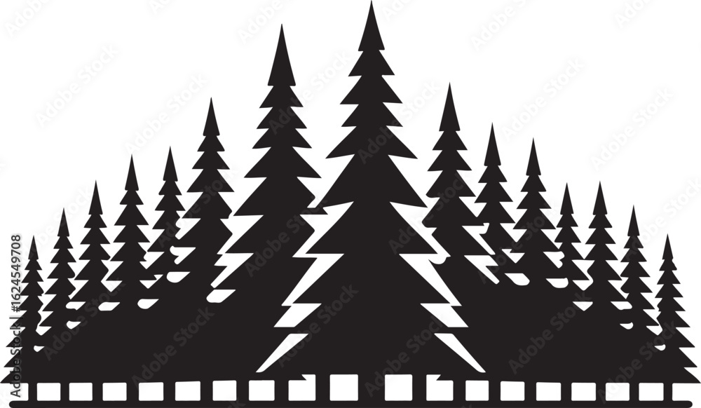 Obraz premium A vibrant illustration of a snow-covered winter forest with green fir trees perfect for the Christmas holiday season