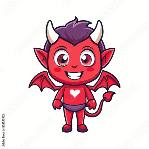 Cartoon Red Devil icon on a Vector illustration