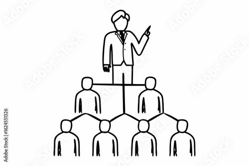 Manager Delegating Tasks Silhouette Vector – Leadership, Workflow, and Team Management Concept