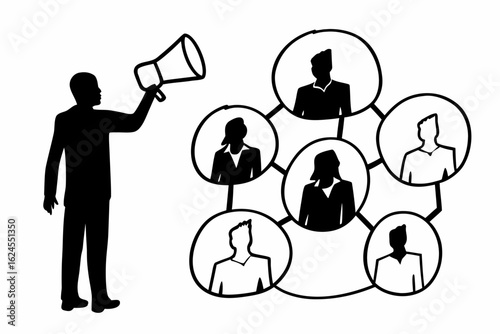 Manager Delegating Tasks Silhouette Vector – Leadership, Workflow, and Team Management Concept