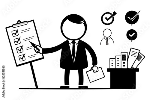 Manager Delegating Tasks Silhouette Vector – Leadership, Workflow, and Team Management Concept