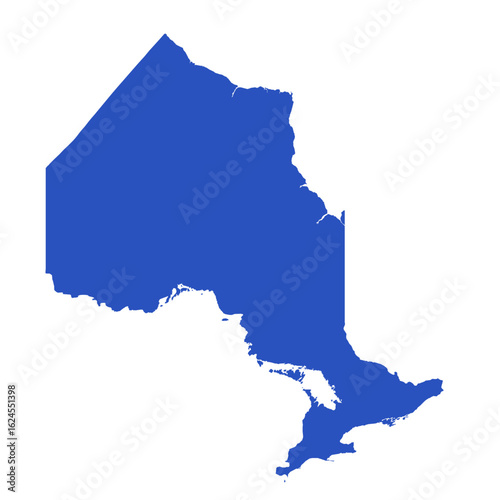 Blue Map of Ontario - Canadian Province Outline Vector