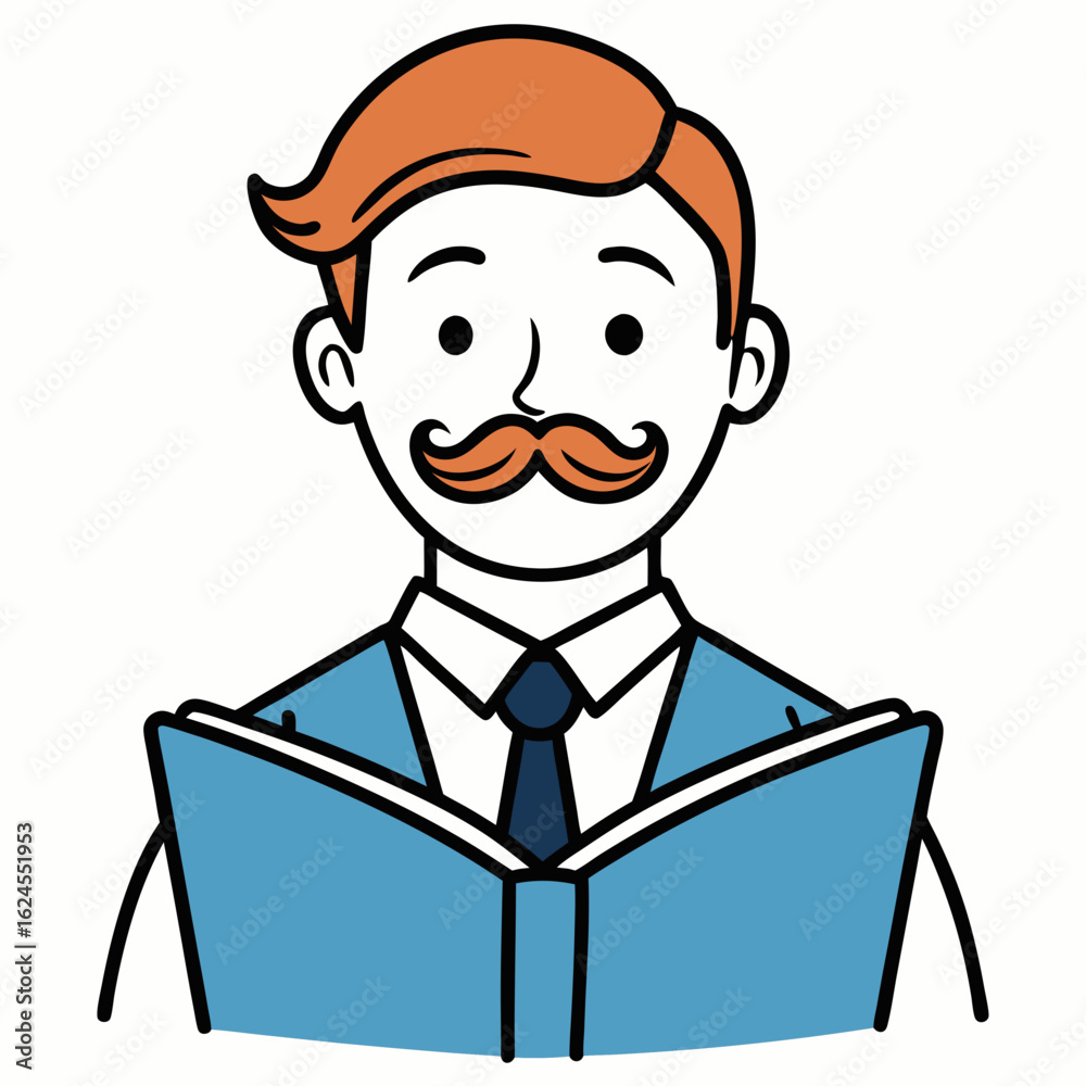 Fototapeta premium cartoon businessman with a book