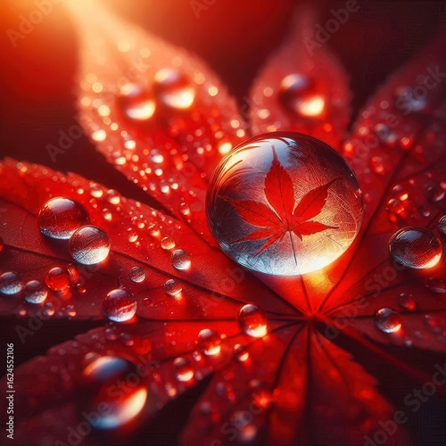 water drops on red