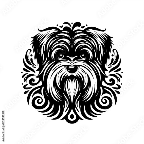 Vector art of schnauzer dog portrait illustration