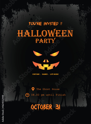 Pumpkins & Potions – Creepy Halloween Party Invite Template