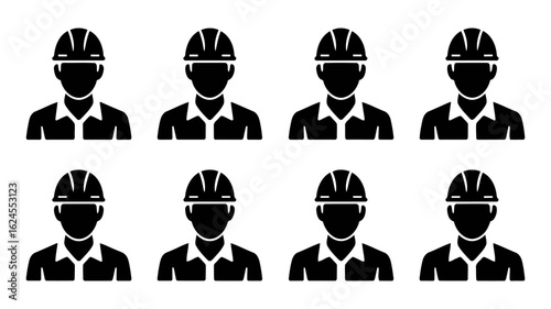 Illustration of construction workers wearing safety helmets representing a team of engineers on a building site