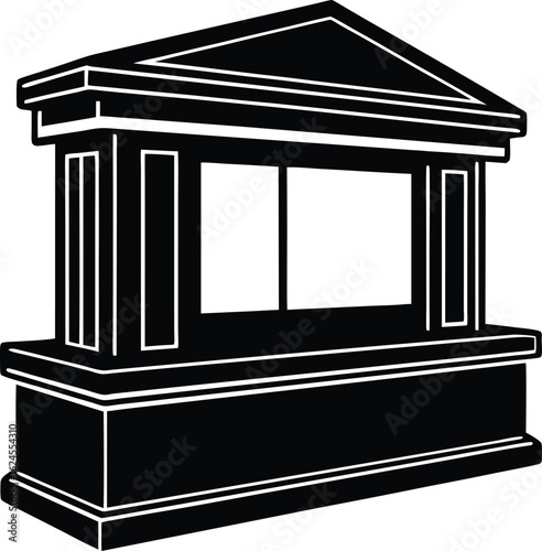 bank teller window on white background.eps