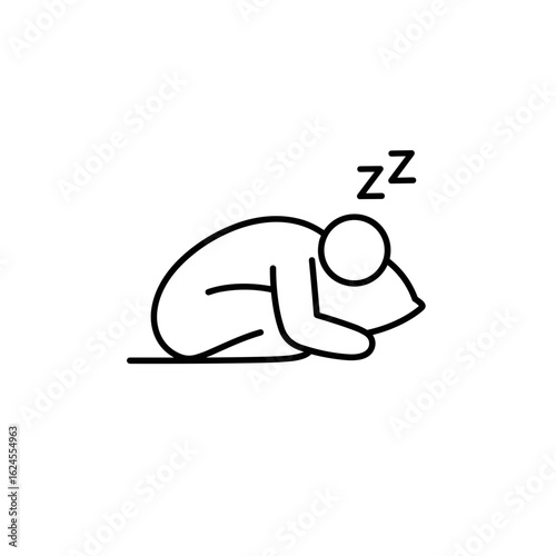 Sleeping person resting on a pillow in a minimalist style  